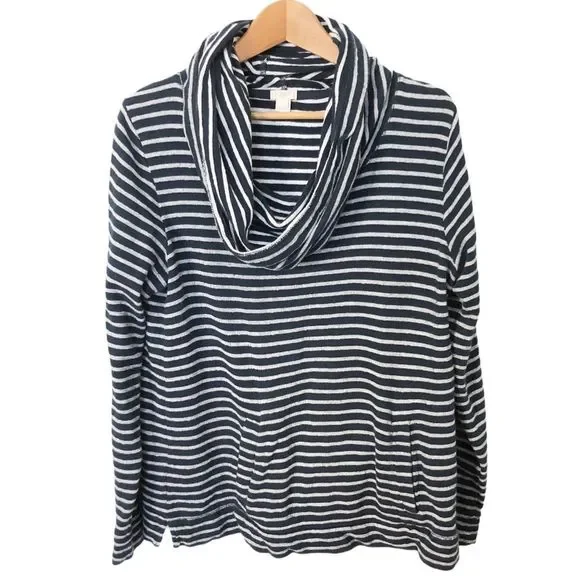 Crew Factory Tops J Crew Striped Funnel Cowl Neck Pullover - Main Image
